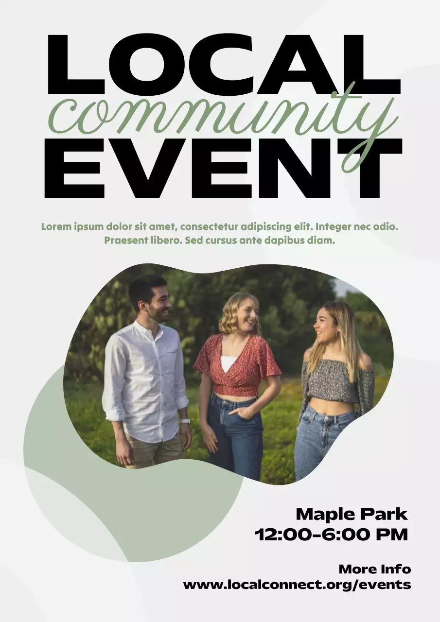 Green and Gray Modern Community Event Announcement Poster