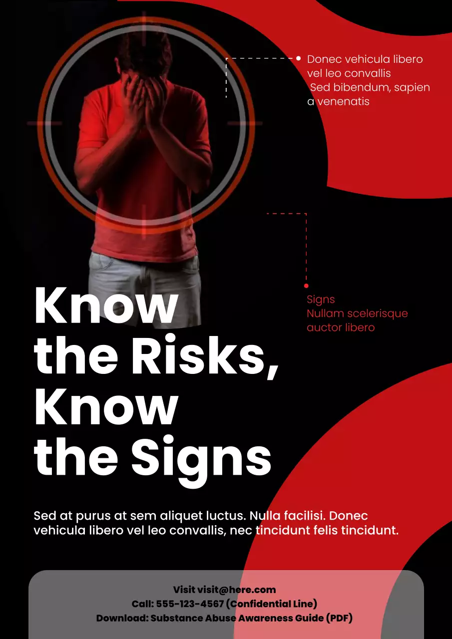Black and Red Bold Substance Abuse Awareness Poster