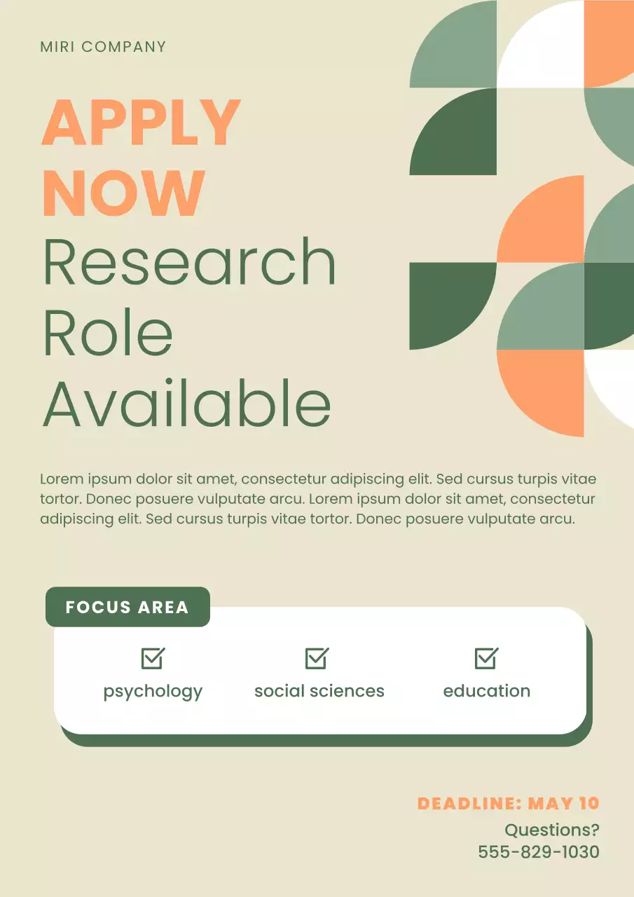 Beige and Green Geometric Research Study Recruitment Poster