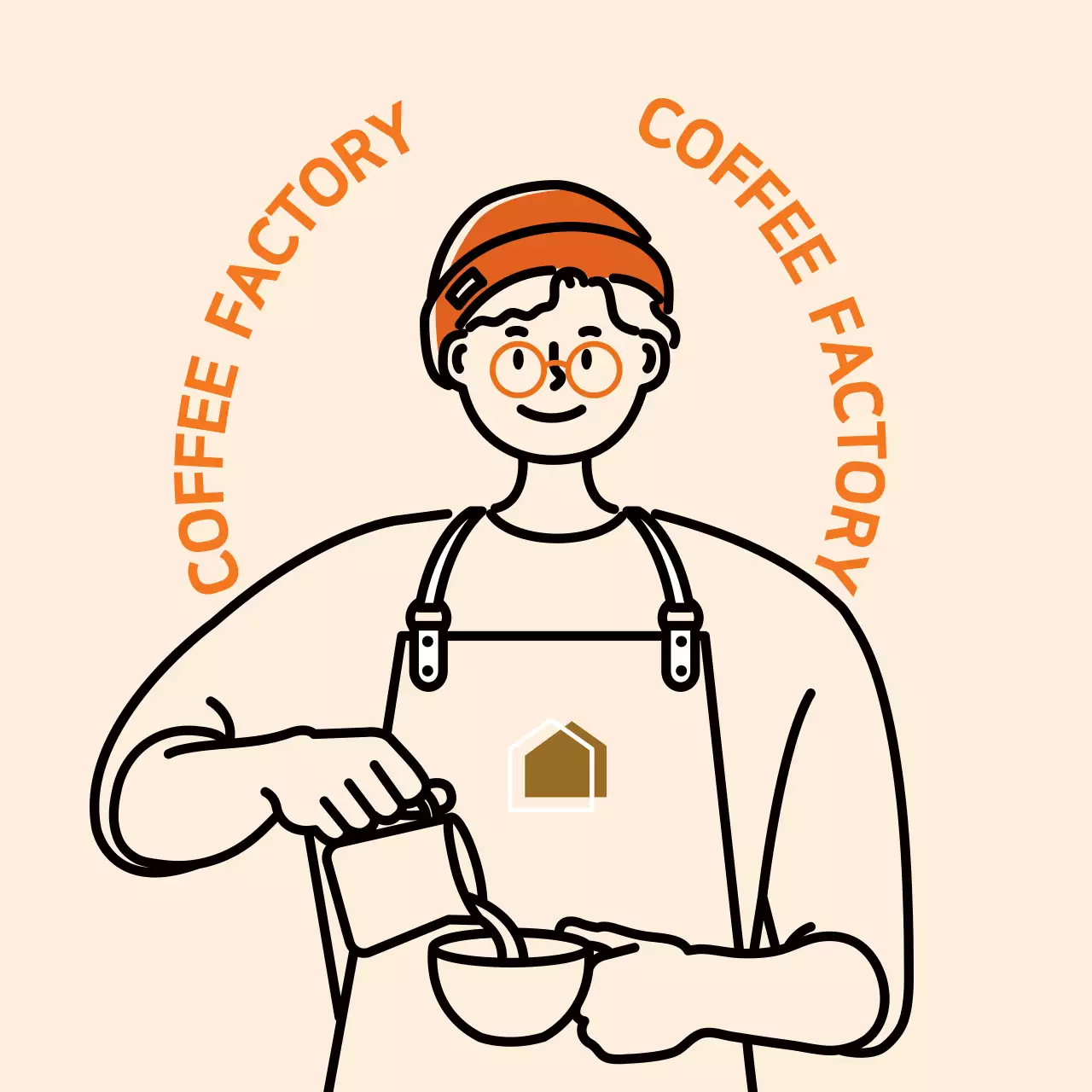 아이보리와 파란색의 바리스타 일러스트가 있는 스티커