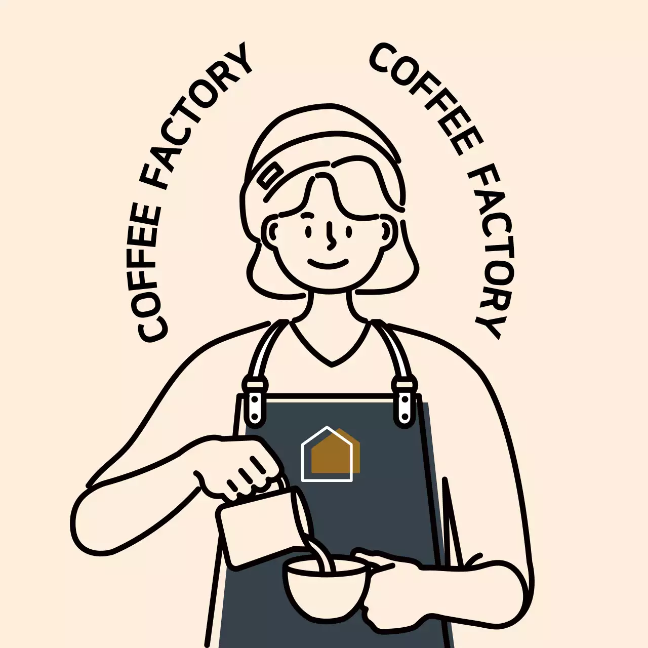 아이보리와 파란색의 바리스타 일러스트가 있는 스티커