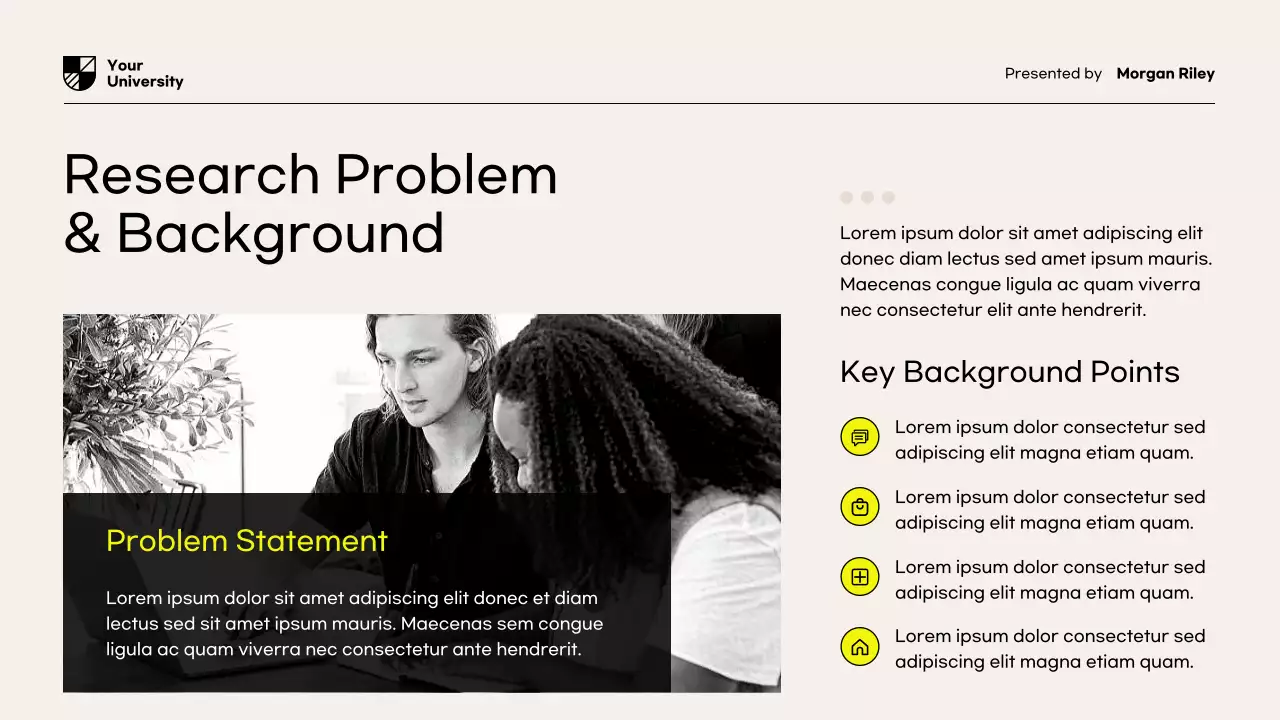 Yellow Modern Research Proposal Document Presentation