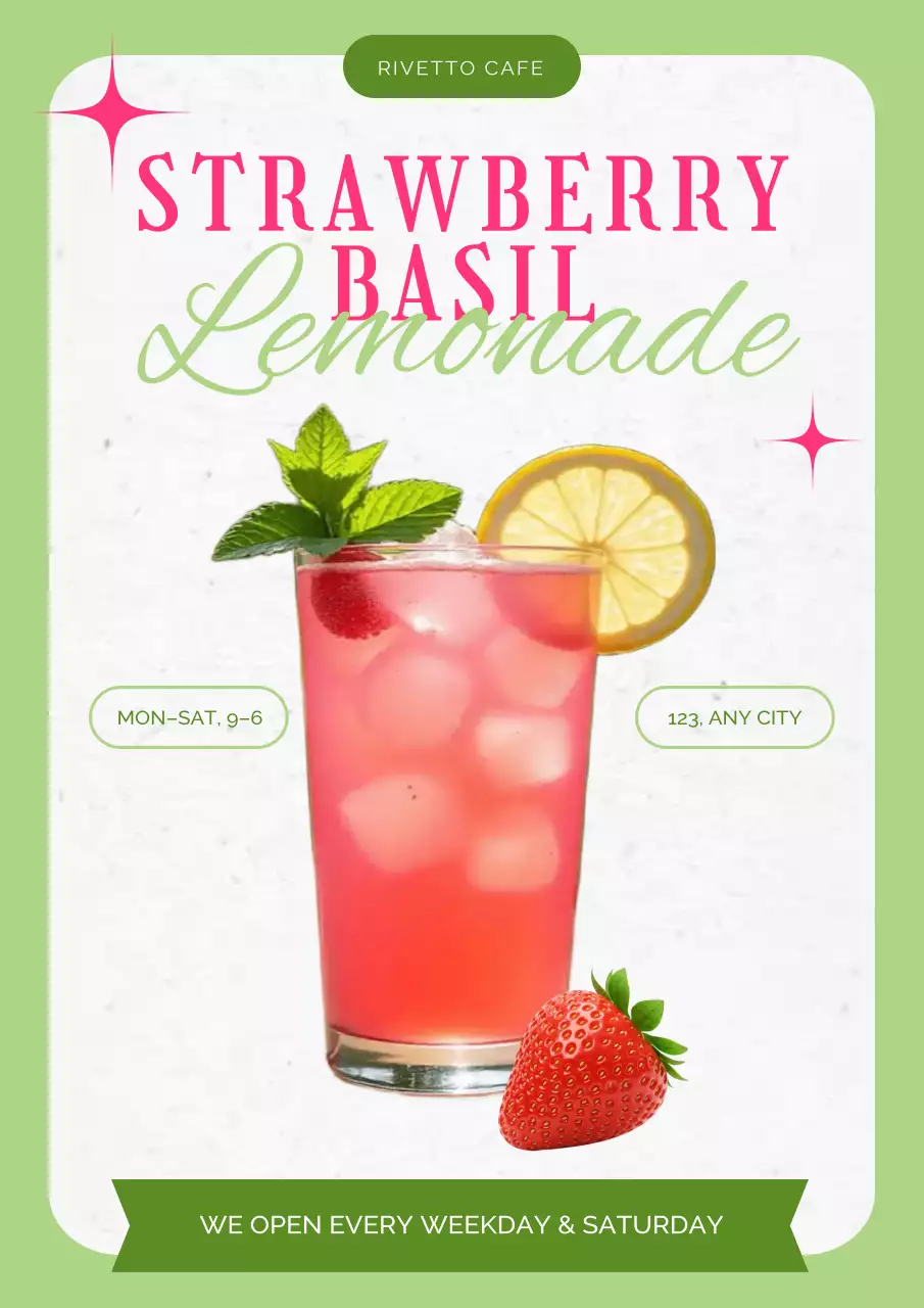 Pink and Green Simple Beverage Promotion Poster