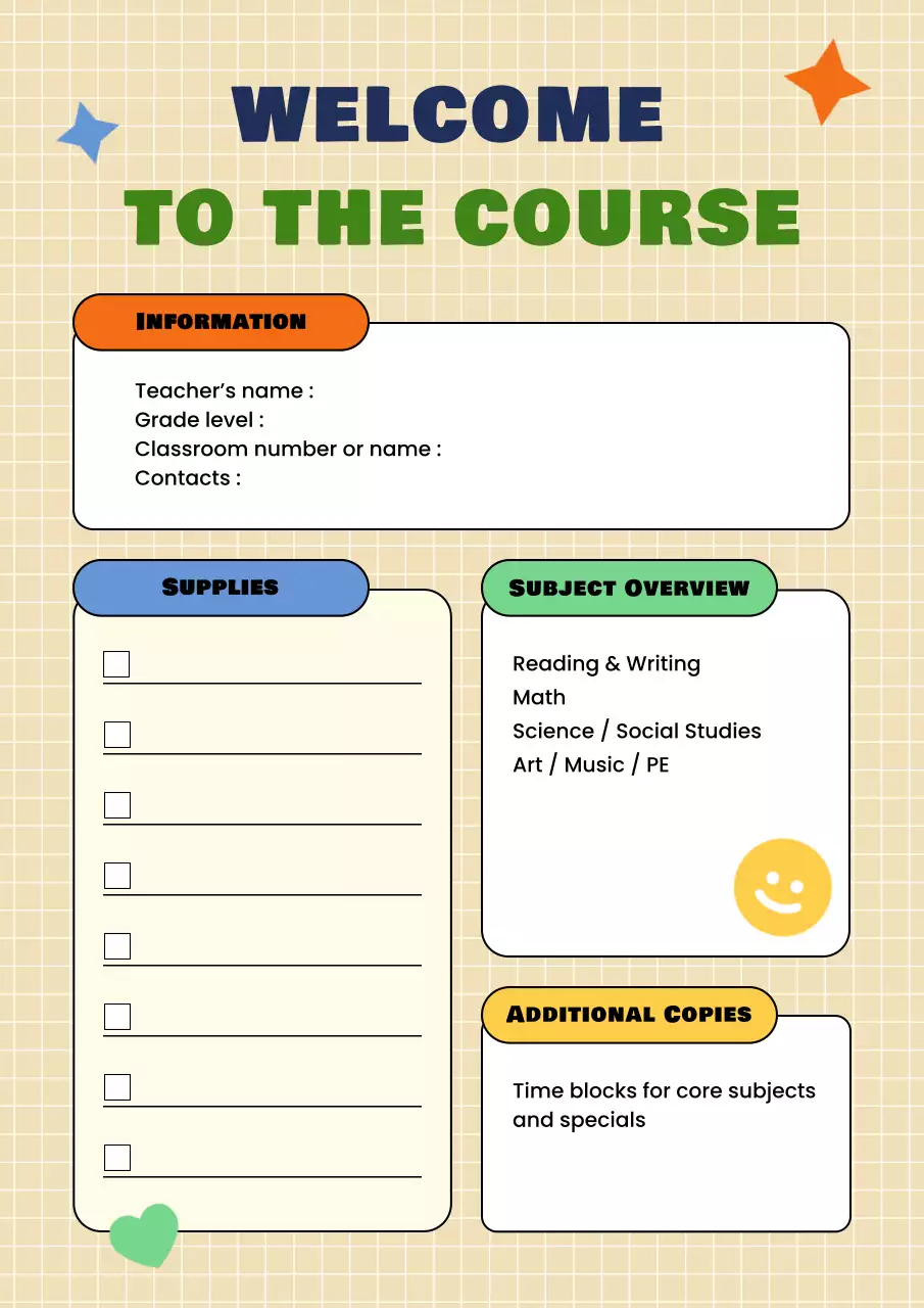 Yellow Diary Style Class Syllabus Poster