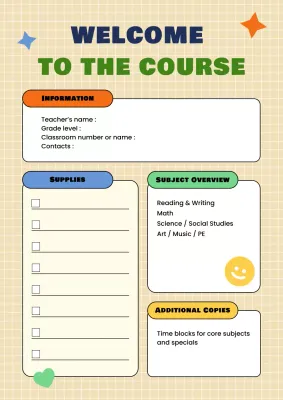 Yellow Diary Style Class Syllabus Poster