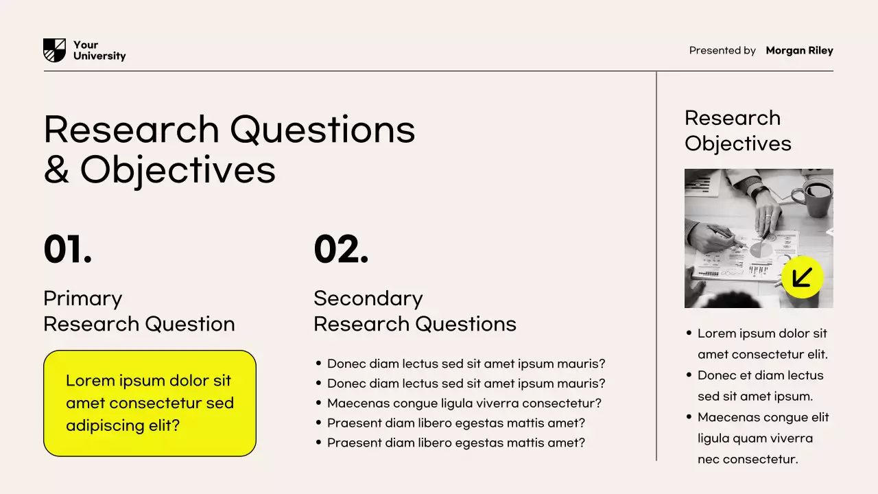 Yellow Modern Research Proposal Document Presentation