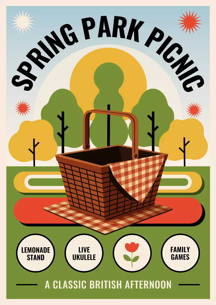Green Retro Picnic Event Poster