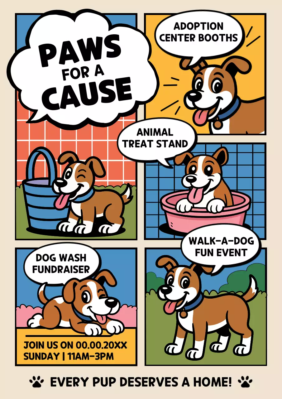 Beige Comic Pet Event Announcement Poster