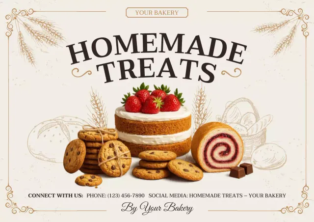 Beige Vintage Bakery Promotion Poster