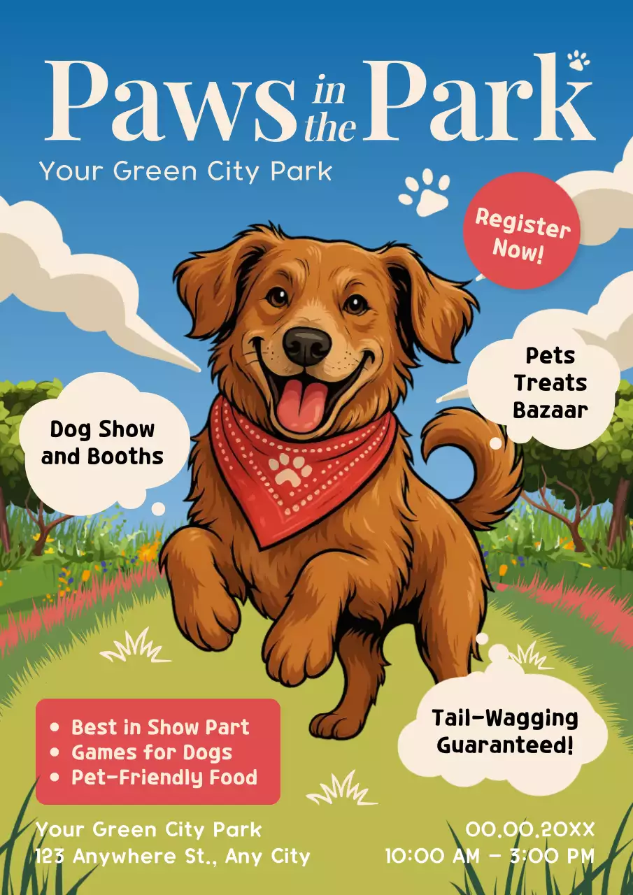 Blue Playful Dog Event Invitation Poster