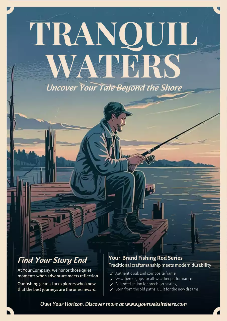 Blue Vintage Fishing Advertisement Poster