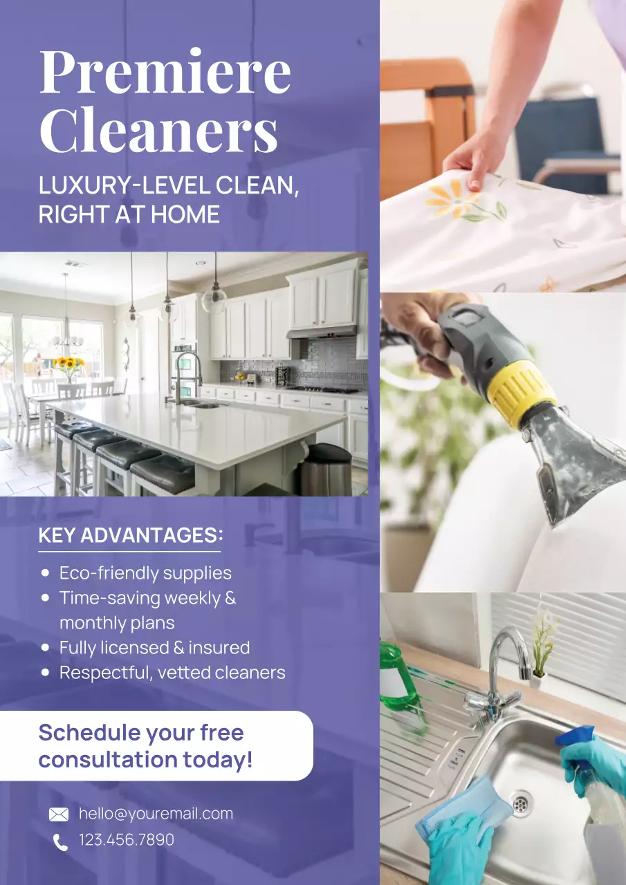 Purple Modern Cleaning Advertisement Poster