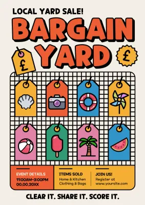 Beige Retro Yard Sale Advertisement Poster