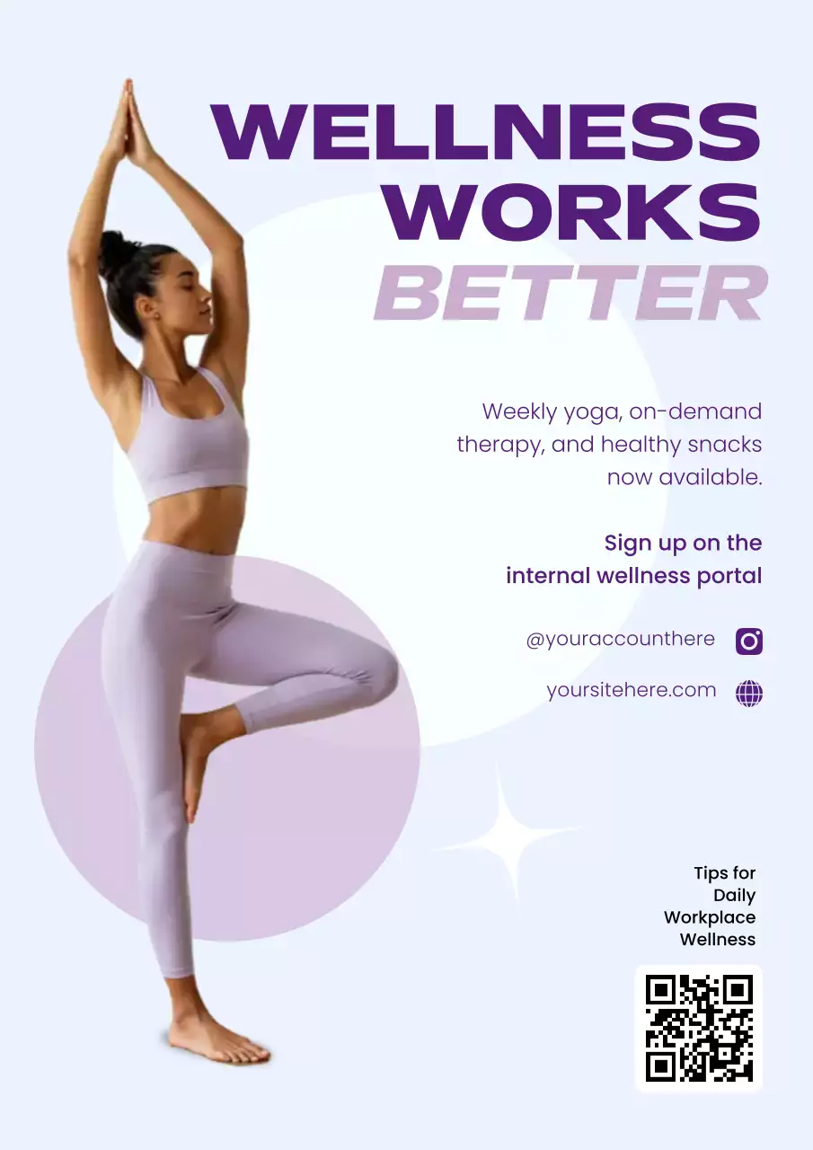 Purple Modern Workplace Wellness Program Promotion Poster