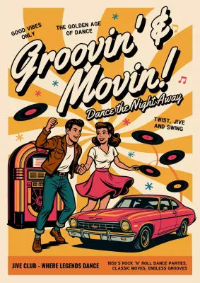 Orange Retro Vintage Dance Event Announcement Poster