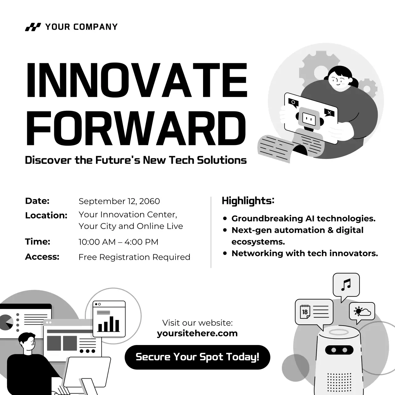 Black Modern Tech Event Announcement Social Media Post