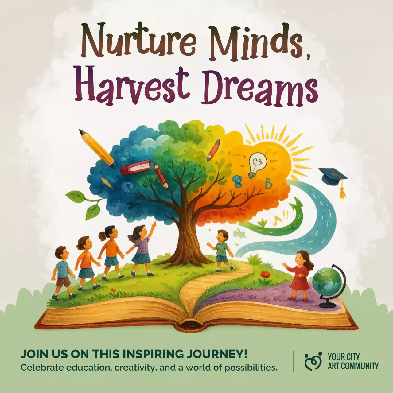 Rainbow Artistic Education Invitation Social Media Post