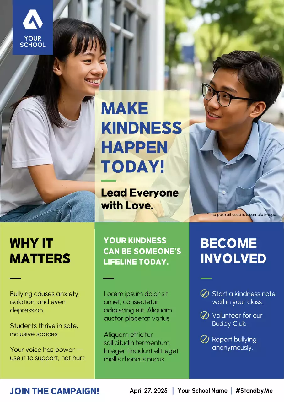 Green Modern Kindness Campaign Poster