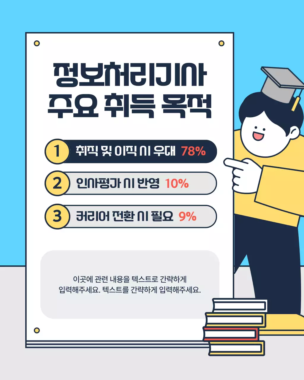 노랑과 하늘색의 아기자기한 자격증 취득 정보