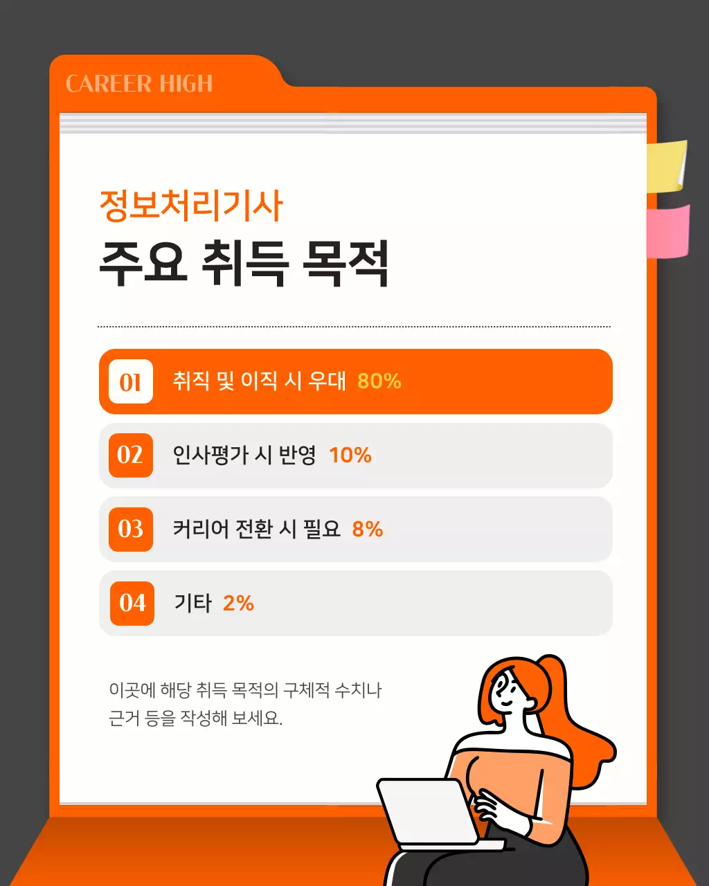 회색과 주황색의 심플한 자격증 취득 광고