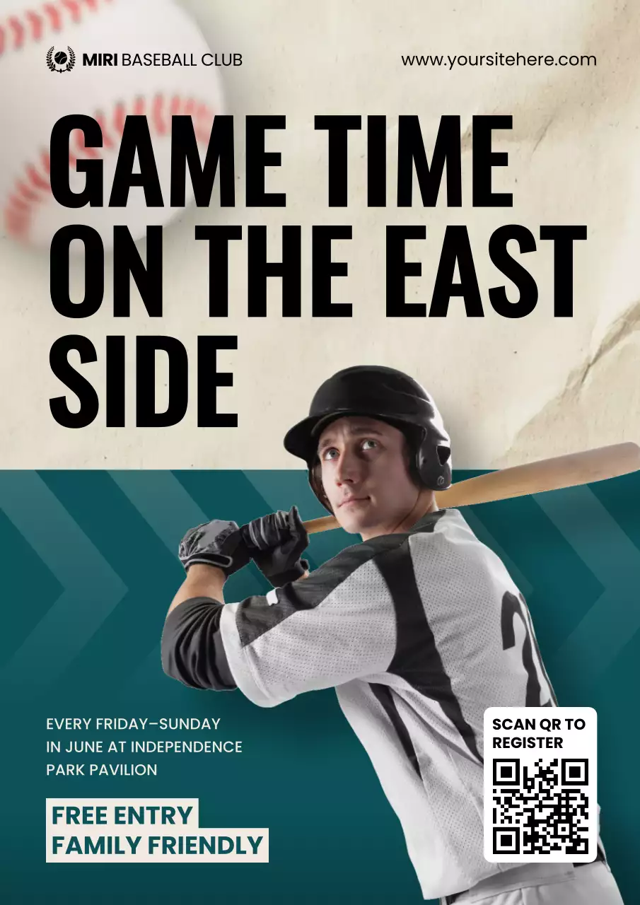 Cream Modern Swiss Baseball Regional Sports Promotion Poster