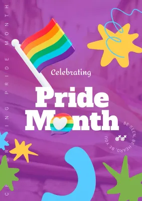 Purple Modern Pride Month Celebration Announcement Poster