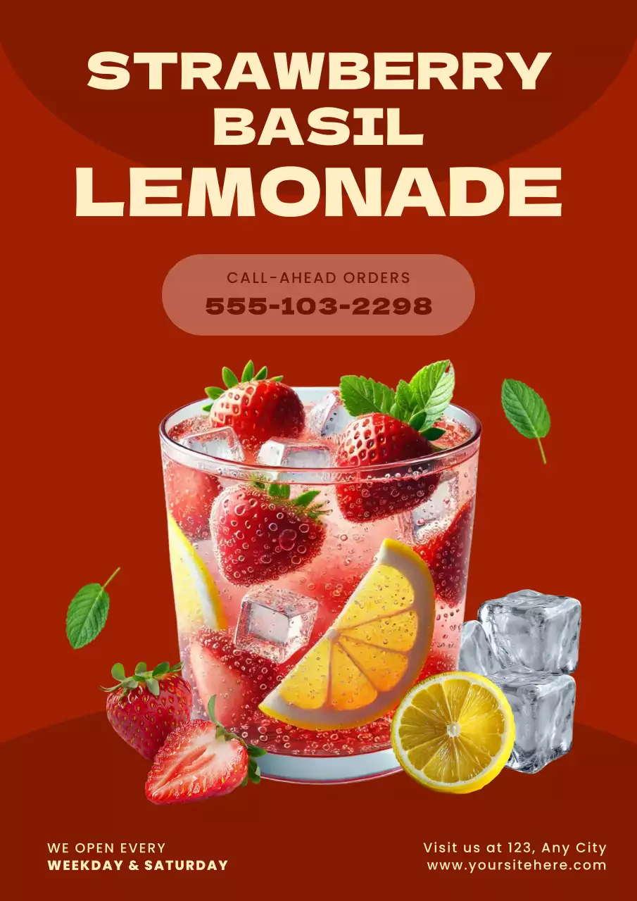 Red Simple Seasonal Beverage Promotion Poster