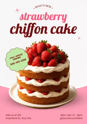Pink Simple Seasonal Cake Promotion Poster