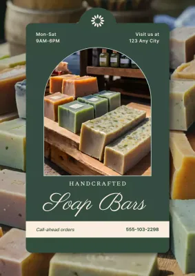 Green Rustic Soap Bars Promotion Poster