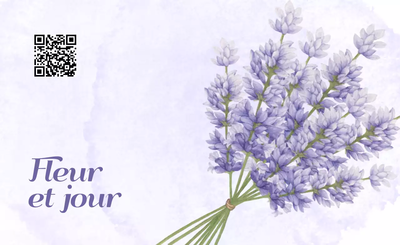 ラベンダー 上品 フローリスト 名刺 植物イラスト