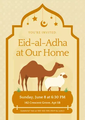 Brown Illustrative Eid Adha Event Invitation Poster