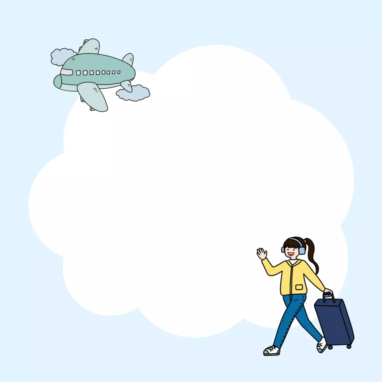 하늘색 심플 여행 포토프레임