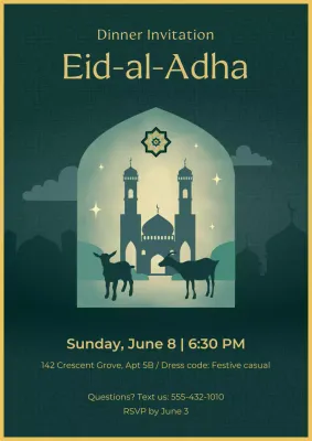 Eid Al Adha Dinner Invitation Green Poster