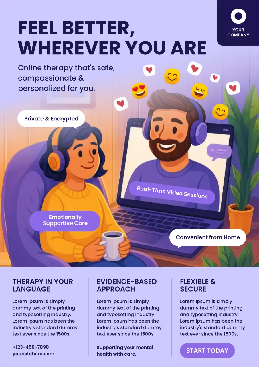 Purple Modern Therapy Promotion Poster