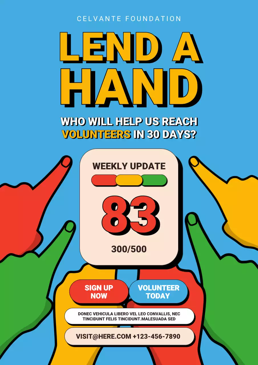 Blue Bold Volunteer Promotion Web Poster