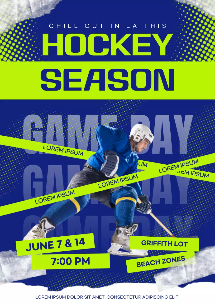 Blue Modern Hockey Season Game Event Poster