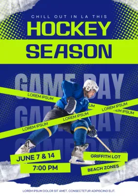 Blue Modern Hockey Season Game Event Poster