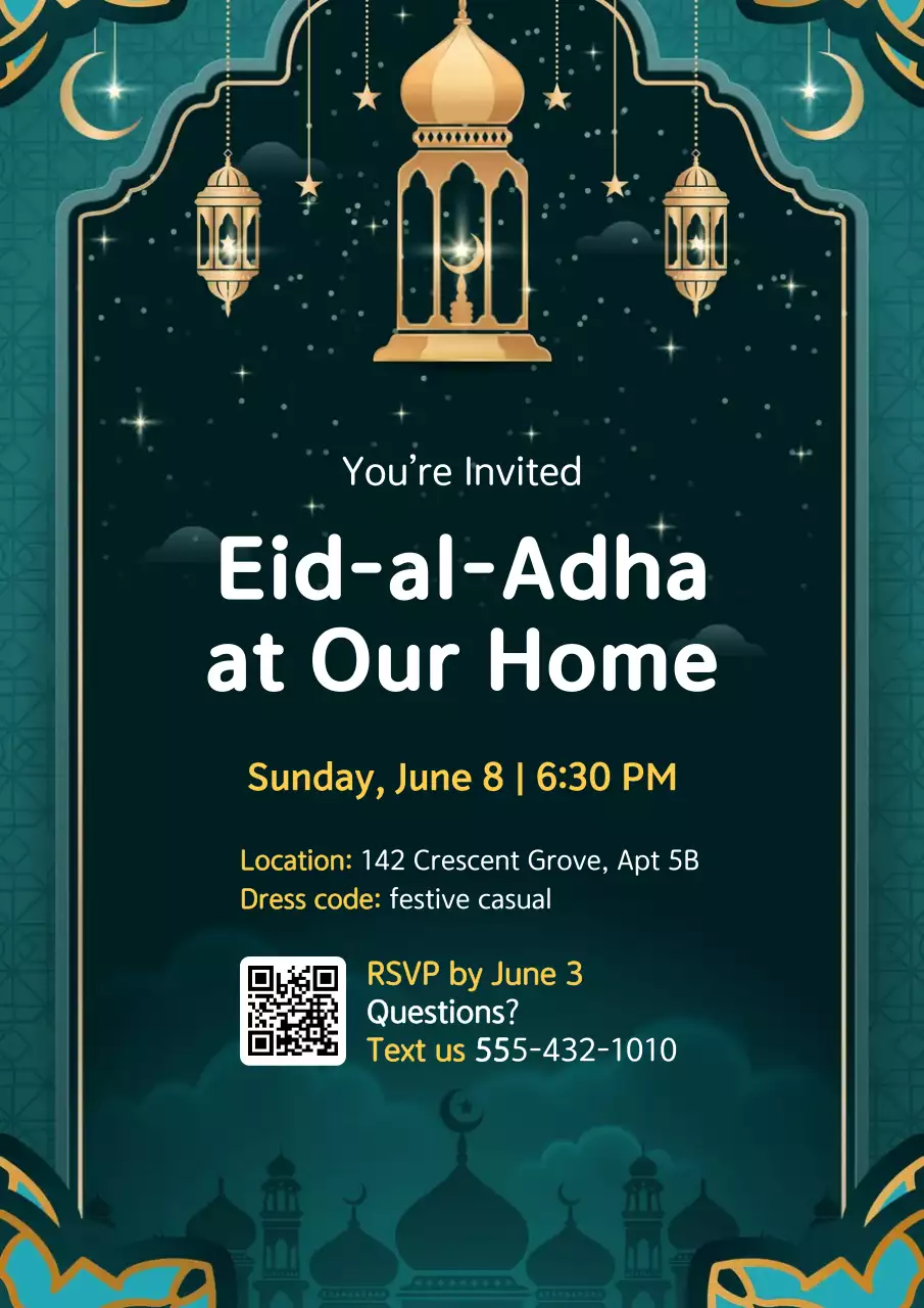 Teal Modern Eid Celebration Invitation Poster