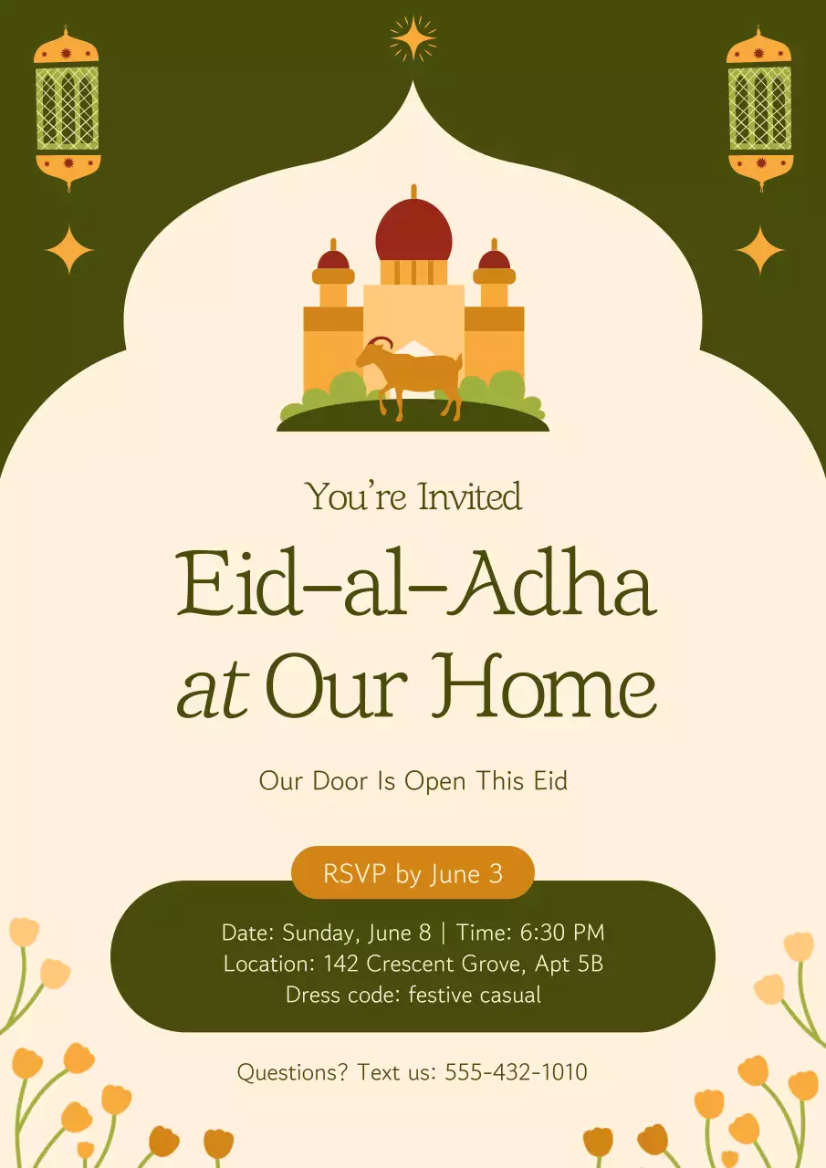 Green Modern Eid al-Adha Invitation Poster