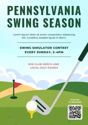 Green Retro Golf Game Event Invitation Poster