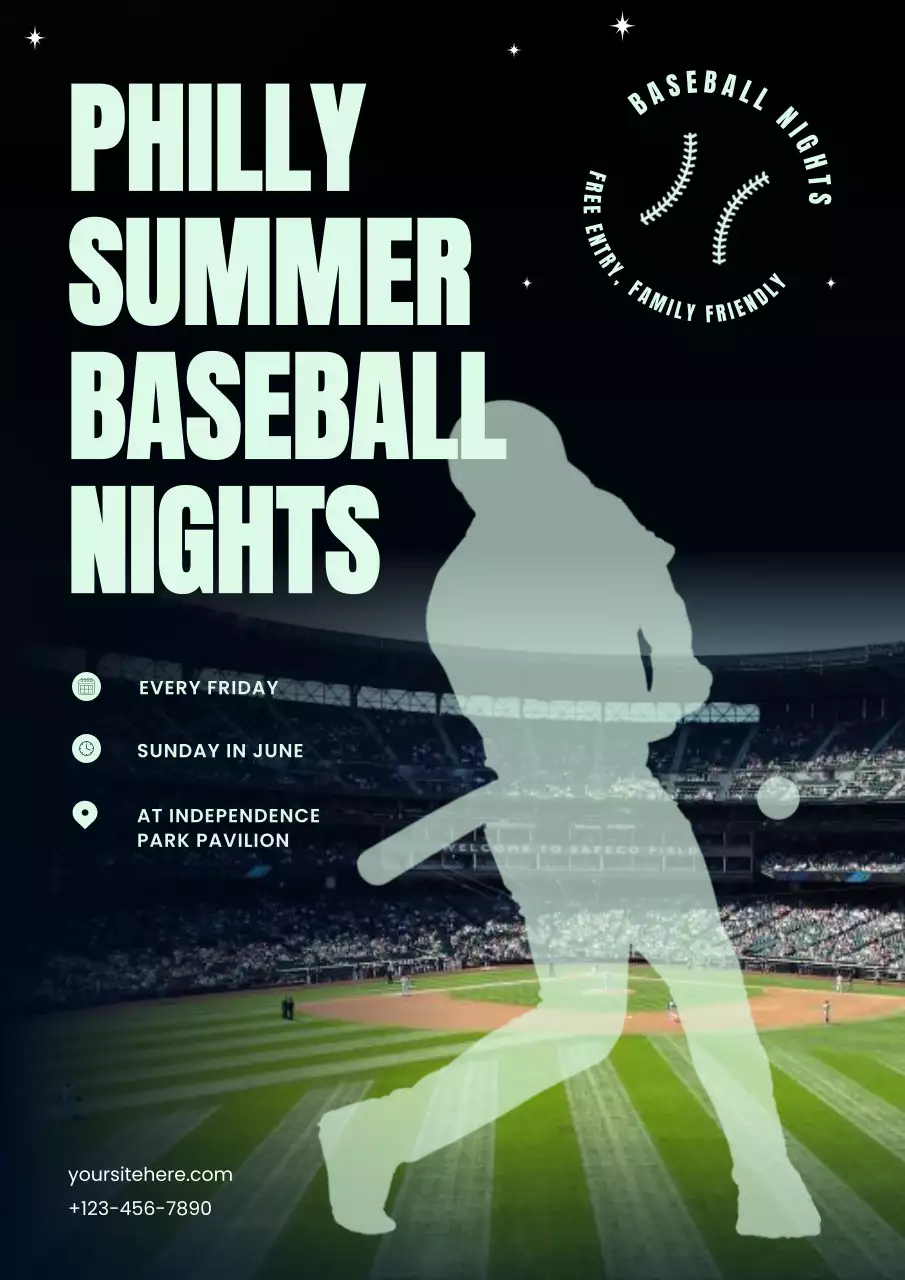 Navy Retro Baseball Event Announcement Poster