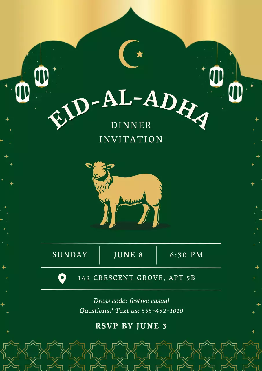 Green Traditional Eid Invitation Poster