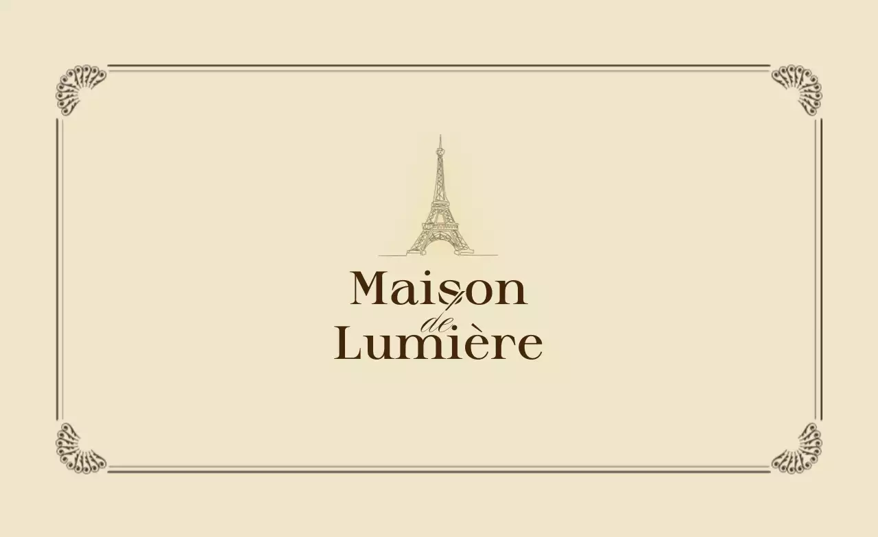 ベージュ クラシック レストラン 名刺 曲線フレーム