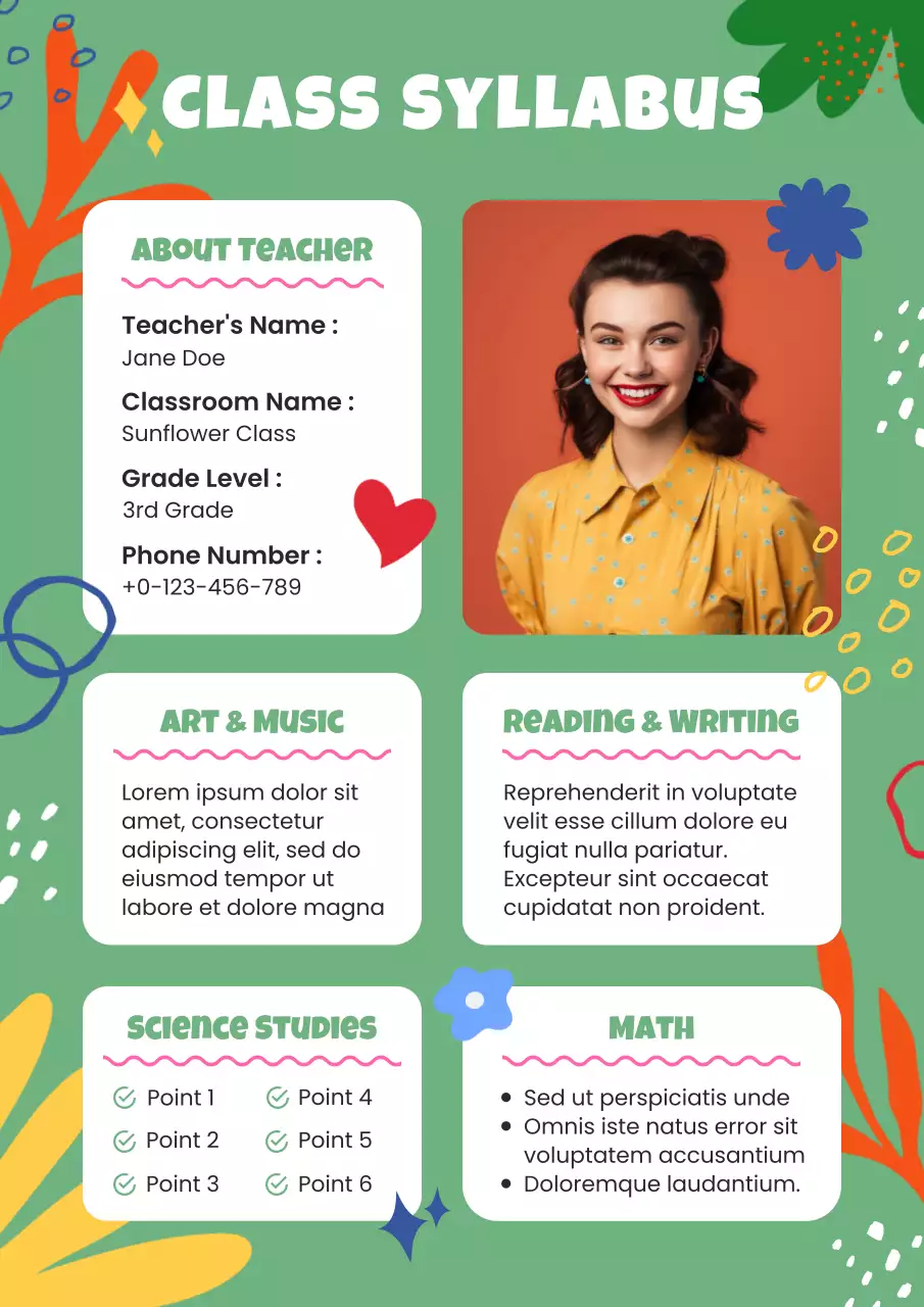 Green Playful Class Syllabus Poster