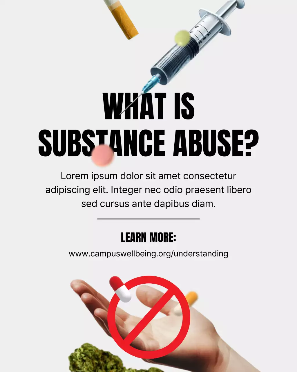 Grey Clean Substance Abuse Awareness Instagram Post