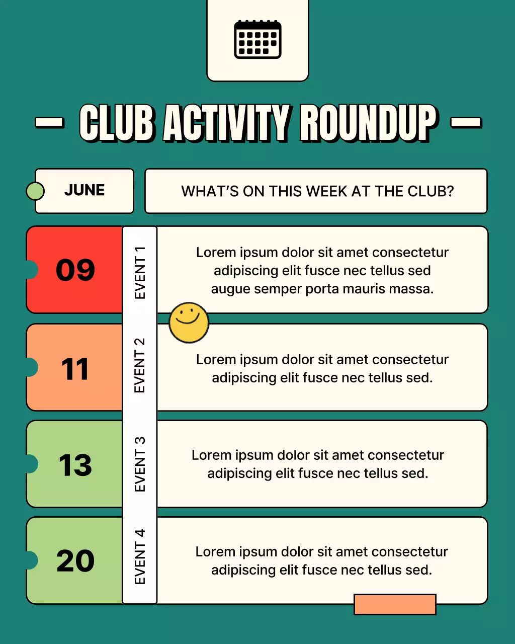Green Retro Club Activities Roadmap Instagram Post