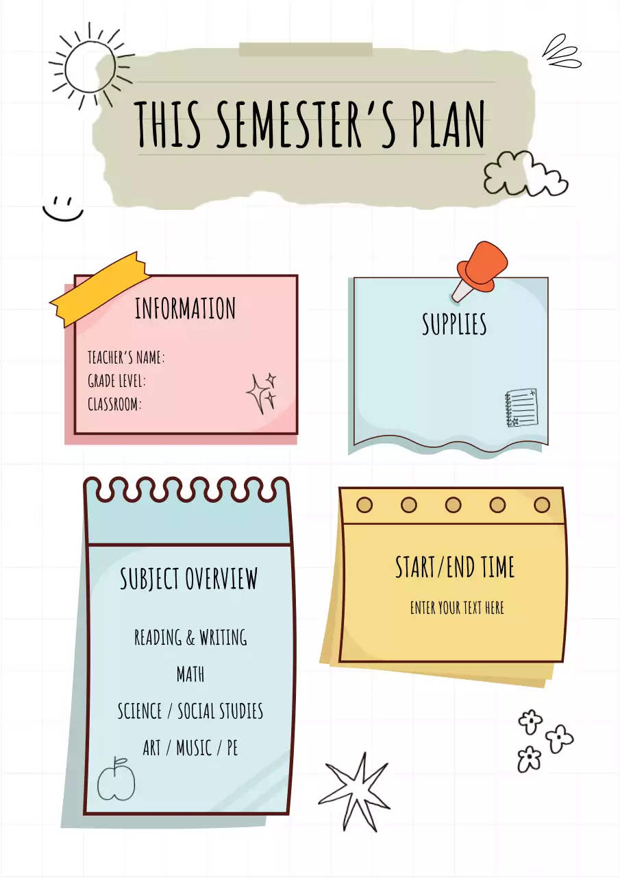 Pastel Creative Semester Planner Poster