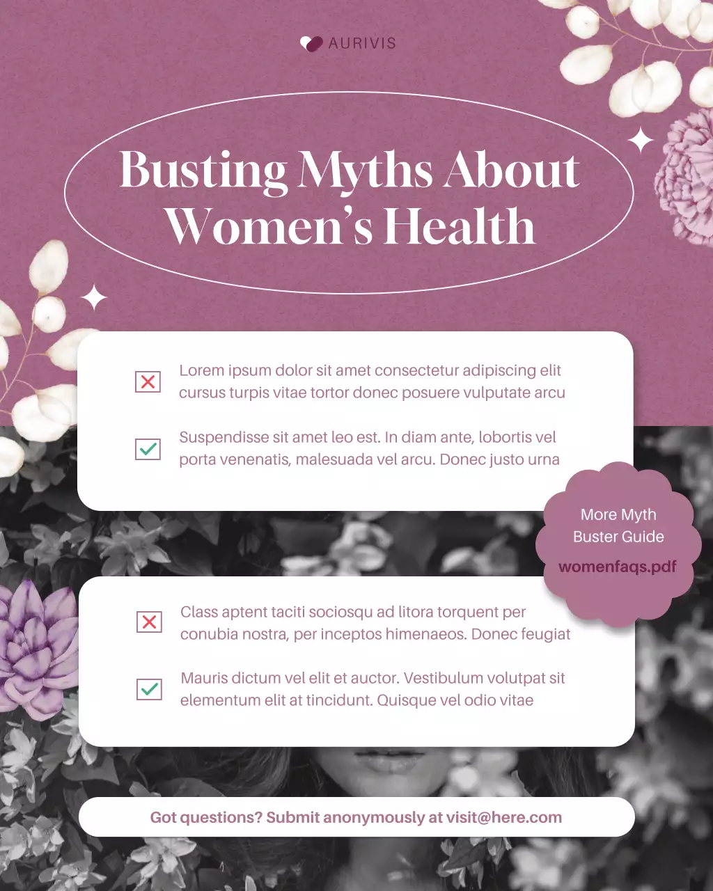 Purple Elegant Women's Health Promotion Poster