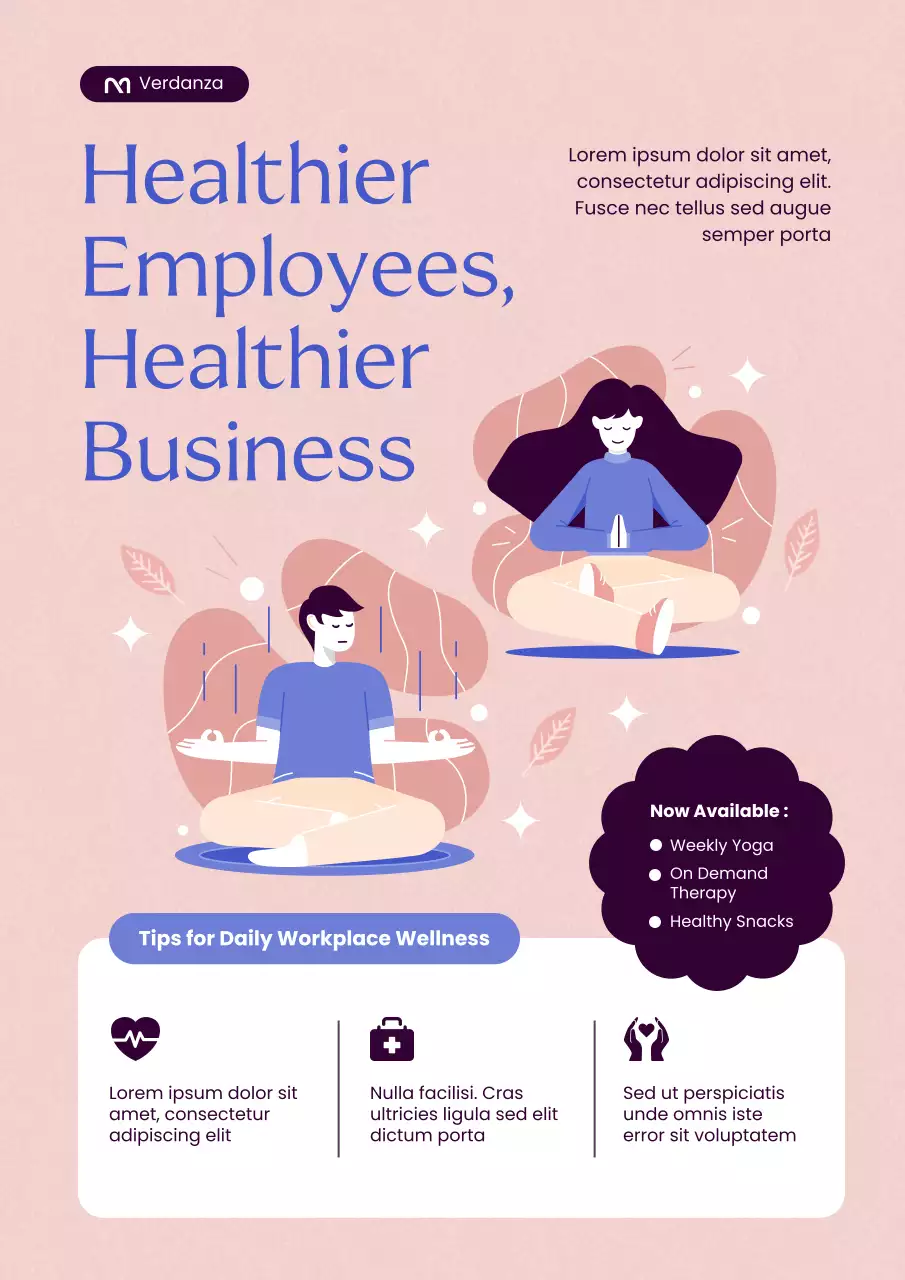 Pink Modern Workplace Wellness Program Promotion Poster