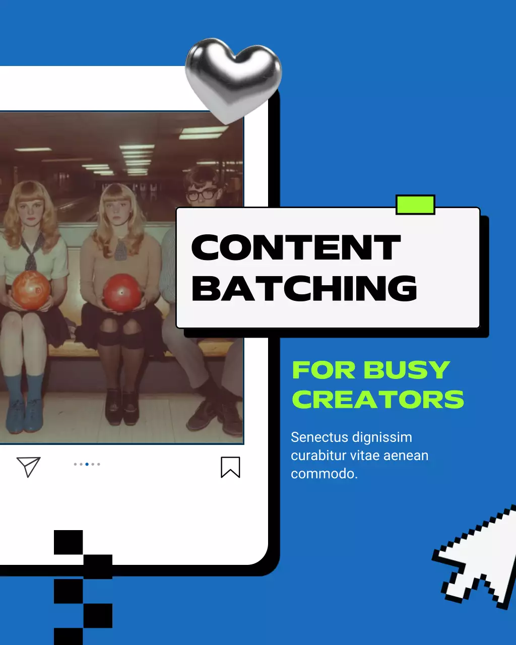 Blue and Neon Retro Content Creation Tips Instagram Post